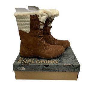 The North Face Nuptse Purna Brown Tan Suede Winter Boots Size 7 HTF